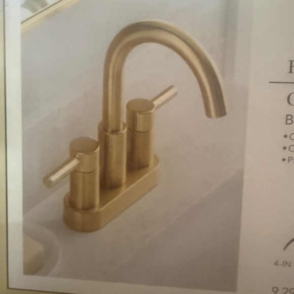 Allen + Roth HARLOW Centerset Bath Faucet - BRUSHED GOLD FINISH - Picture 2 of 6